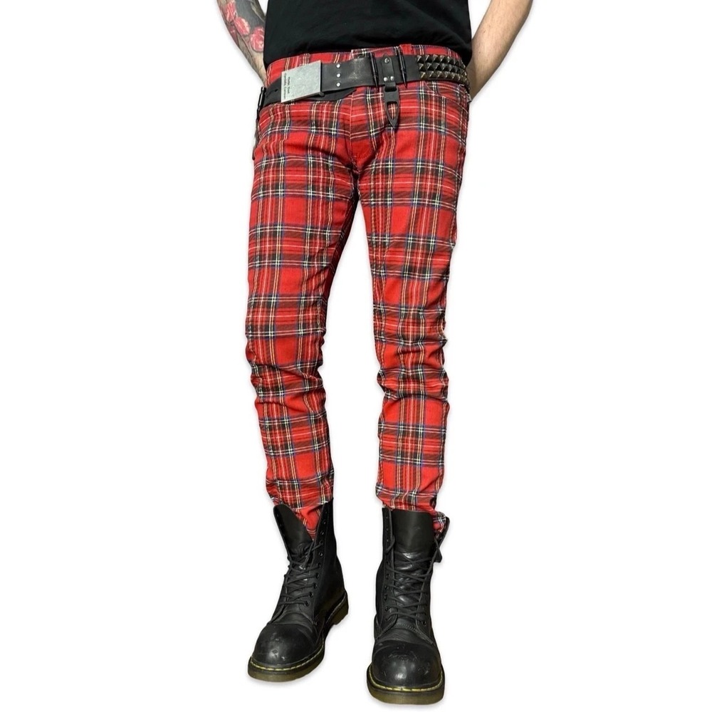 Tripp NYC Punk Goth Vintage Skinny Jeans Mens 28 x 32 Plaid Grunge Daang Goodman